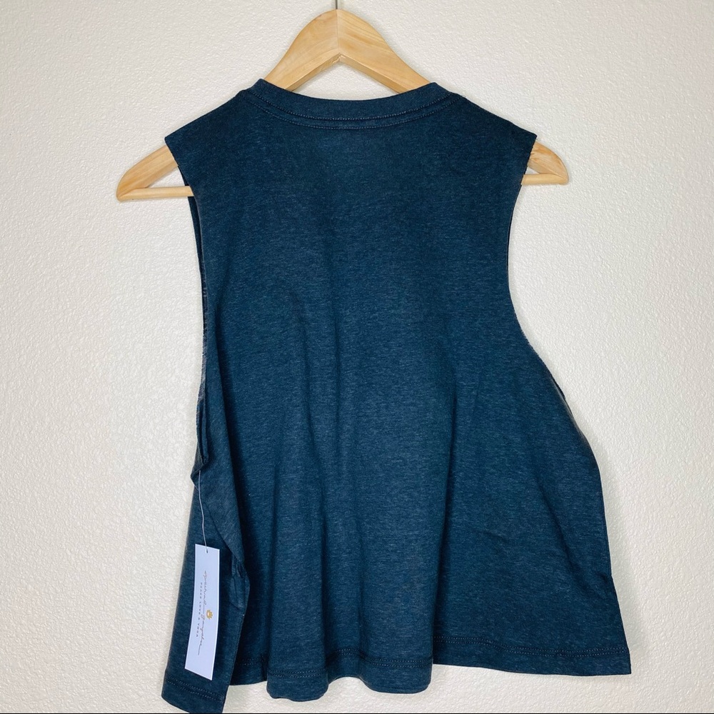 Spiritual Gangster Peace Love Light Crop Tank Top XL Graphic Yoga Tee Gray - Picture 9 of 9